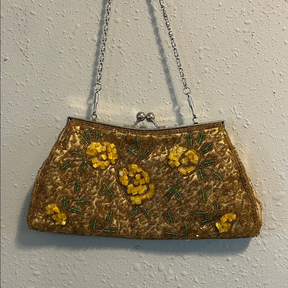 Vintage‎ Bijoux Terner champagne beaded evening bag
